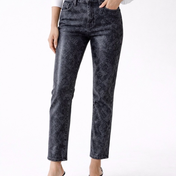 rag & bone Denim - Rag & Bone Nina Coated Snake Jeans Black 28